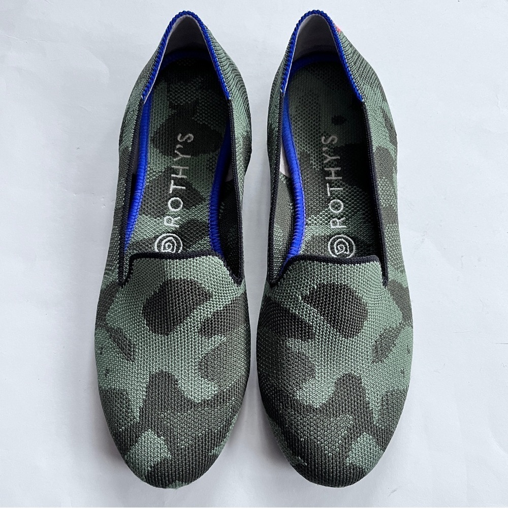 Rothy's The Loafer Green Camouflage Women’s Flats Shoes Size 7.5